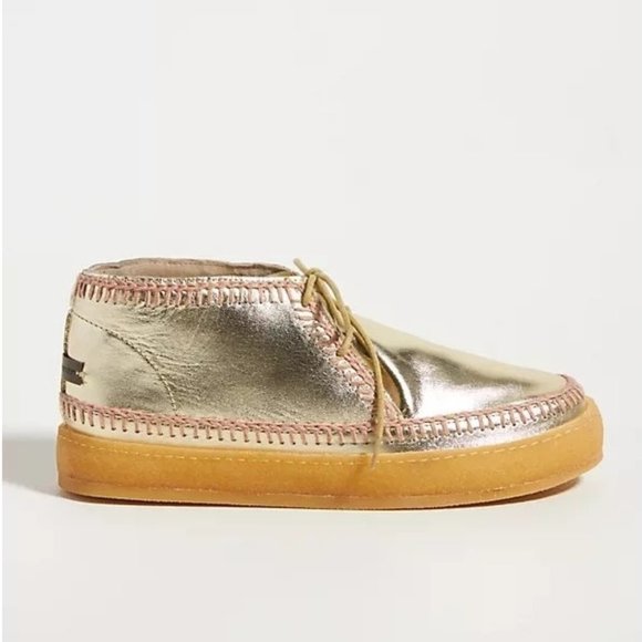 NWT Laidback London Crochet-Accented Booties Gold Anthropologie sz 6 Womens Boot - Picture 12 of 12